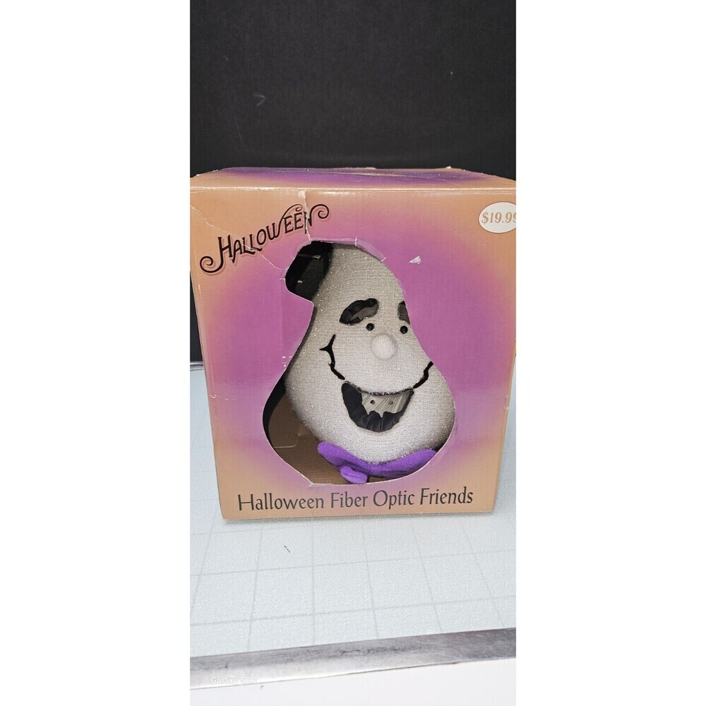 Gemmy Halloween Ghost Head on Stand  Fiber Optic Friends Light-Up 15” With Box